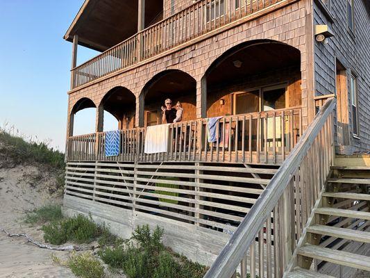 We enjoyed the covered porches on this oceanfront KDH rental.