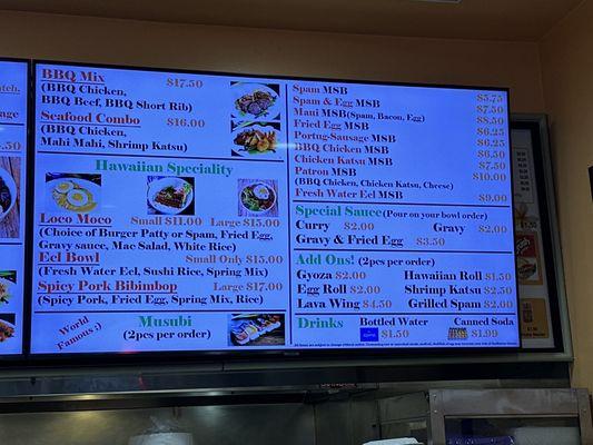 Menu as of 9-1-2023