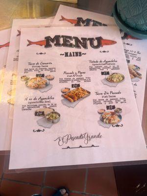 Menu extremely great prices