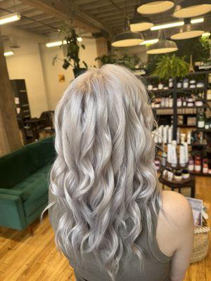 Hair, blonde, silver, salon