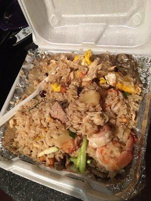 1-2021 Pineapple Fried Rice with shrimp and chicken.