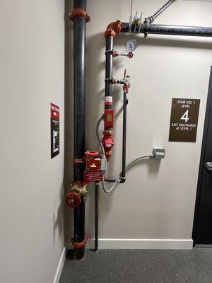 Fire sprinkler system riser.