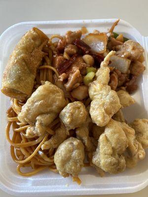 Combo ##3. Any 2 Items and 1 Egg Roll and Medium Drink Combo. Noodles, orange chicken