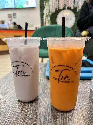 Taro Milk Tea and Thai Black Milk Tea.