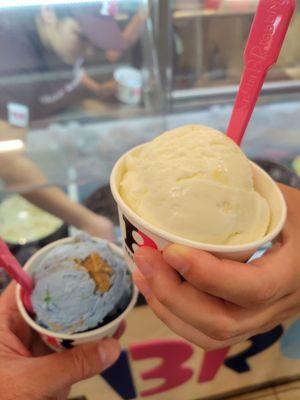 Seashore (l), a seasonal flavor, and coconut pineapple (r).