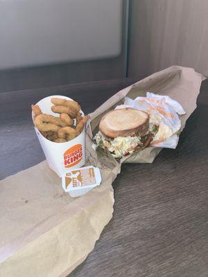 Philly Melt w/ Bacon, Onion Rings w/ Zesty Dipping Sauce