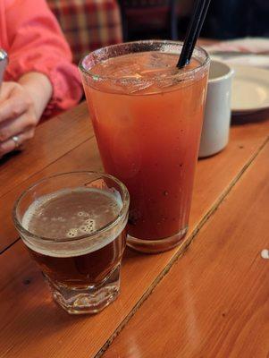 Bloody Mary with a snit of beer