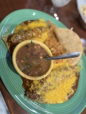 Enchilada, taco, and tamale plate