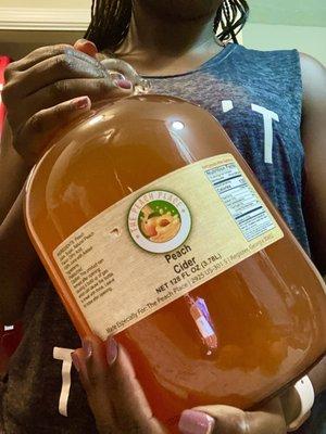 Nearly four liters of peach cider