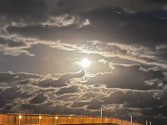 Closeup of a cloudy moon