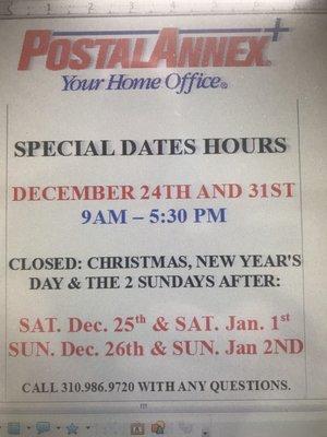 Holiday hours exceptions