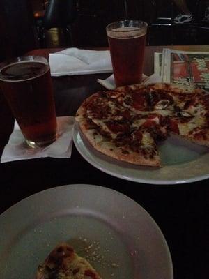 Tasty pizza and beer after work!