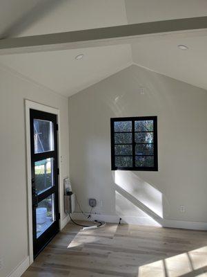 painting, door replacement, ceiling insulation