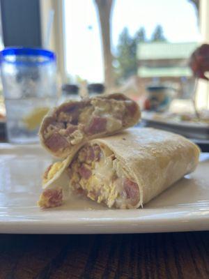 Breakfast burrito with ham