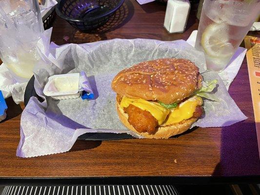 Fish sandwich with American cheese