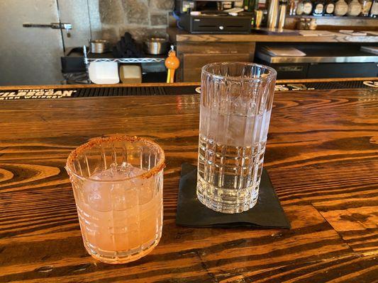 Strawberry margarita and a glass of water - yummy!