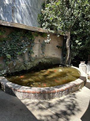 Outside patio with nice little pond