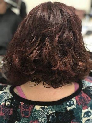 Cut & color, curly hair