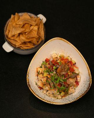 Shrimp Ceviche w/ Homemade Tortilla Chips