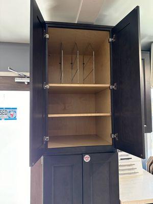 shelfs inside a cabinet