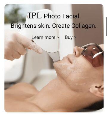 IPL Photo facial provides a collagen building treatment with skin brightening benefits. Contact us today for more information.