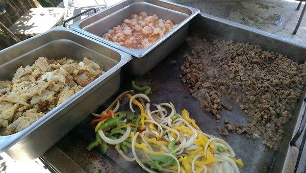 Some Shrimp and Fish Tacos also Asada  and veggies whatever the customer wants the customer gets...