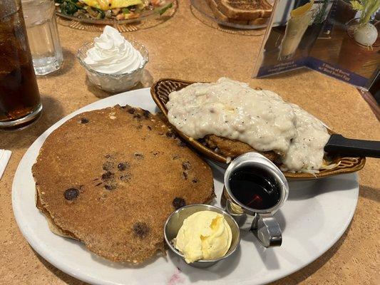 Half Meat Lovers Skillet with 2 Chocolate Chip Pancakes