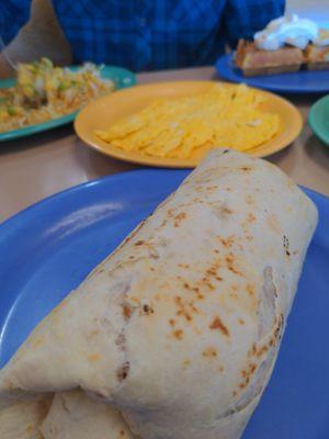 Chicken fried steak burrito Scrambled eggs