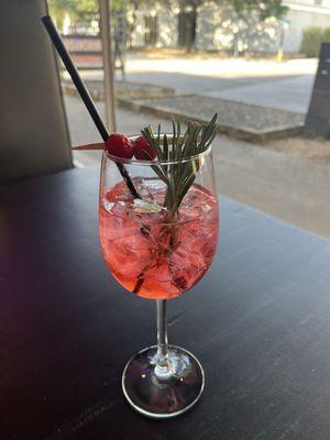 Cranberry Vodka Rosemary cocktail from the happy hour menu ($8)