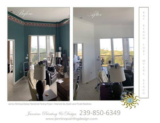 Wallpaper Removal and Painting Project. Entire Penthouse Condo Unit @ Waterside Bay Beach Fort Myers Beach FL by Jannino Painting and Design