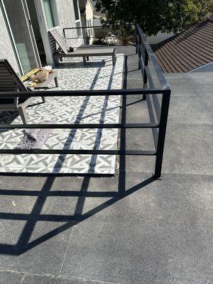 Balcony, metal And tile job