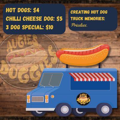 Sizzling up the streets, one dog at a time! Our hot dog truck serves up classic favorites and gourmet delights, made with lov...