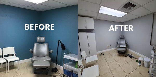 Before & After shot of interior paint job