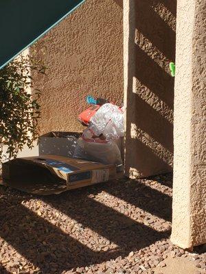 Trash on the patio for days!