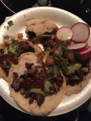 Asada and tripas on handmade tortillas