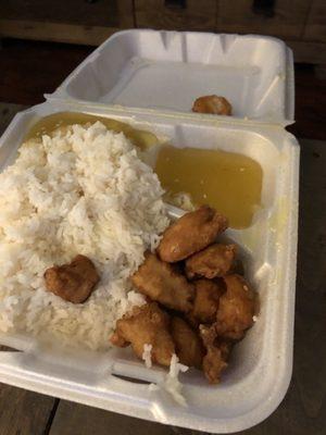 Sesame Chicken and white rice.