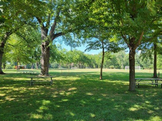 Soccer fields and picnic tables