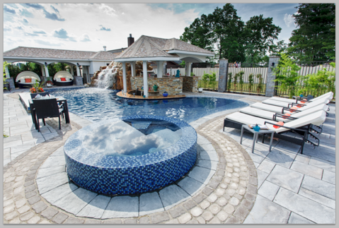 Pool and spa. Masonry by Rock Solid Yards.