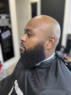 Bald head with beard sculpting