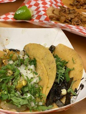 Taco flor de calabaza and Taco de huitlacoche! Dude seriously!