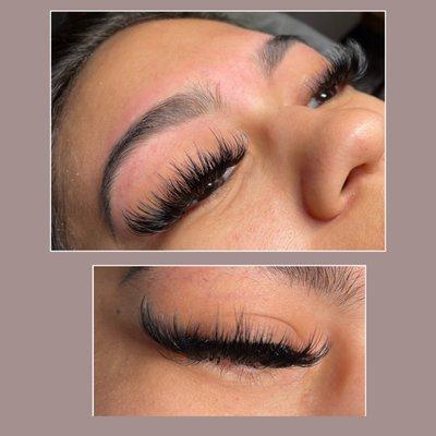 Wispy with spikes lash extensions in light Cat eye style