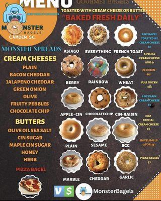 Some bagel and cream cheese options