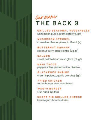 Our Menu - The Back 9 (larger plates)