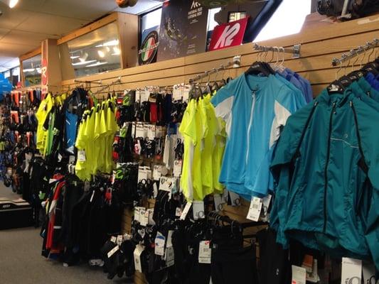 Cycling clothing from Pearl Izumi and Cannondale.