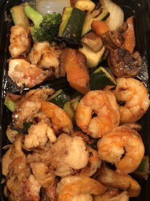 Lobster and shrimp hibachi dinner