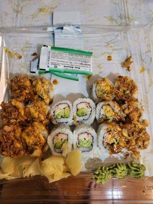 What's left of Publix sushi roll tray.