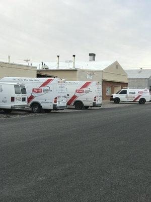 Our Service Trucks & Vans are easily Identifible . See us at  Plewsheating.com or email  davidplew@hotmail.com