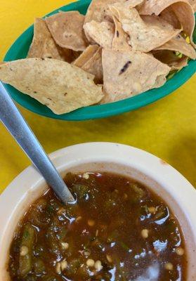 Chips and hot salsa