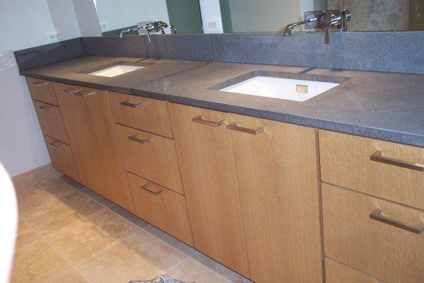 Refinished slate double vanity