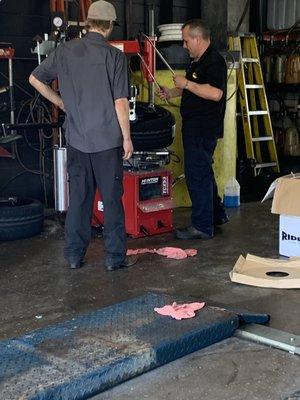 Rob on the tire machine